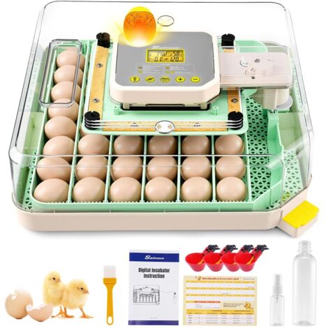 Couveuse Oeuf Automatique 48 Oeufs, Couveuses Oeuf Pour ufs de Volailles avec 4 Modes vue à 360°, Incubateur Oeuf Retournement Automatique des Oeufs et Contrôle de la Température, Vert