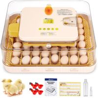 Couveuse Oeuf Automatique 56 Oeufs, Couveuses Oeuf Pour ufs de Volailles avec 4 Modes vue à 360°, Incubateur Oeuf Retournement Automatique des Oeufs et Contrôle de la Température, Jaune
