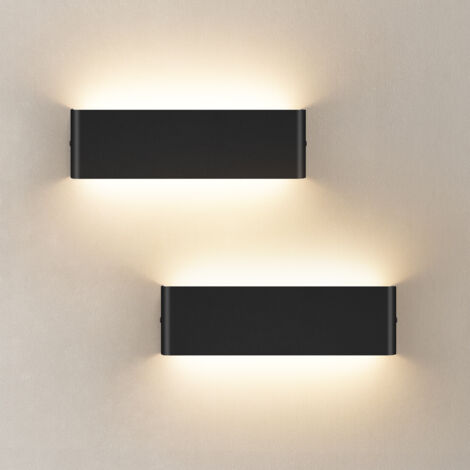 2 Stücke Wandleuchte Innen 30CM, 12W Wandlampe mit Up und Down Lichtquelle, 3000k Warmweiß Moderne LED Lampe, Wandlichter aus Aluminium-Druckguss