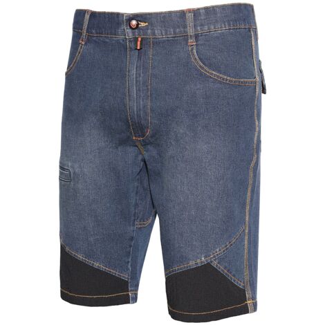Issaline 8839B-040 Extrem blaue Arbeits-Bermudajeans mit schwarzen Einsätzen M (1/5)