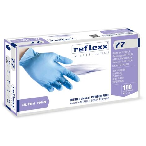 Reflexx R77100 Nitrilhandschuhe ohne Puder, 100 % latexfrei, 3 g, Kat.3, 100 Stück, XL