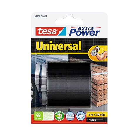 Tesa 56490-00001 Leinwandband für Reparaturen, Befestigung, Verpackung, Markierung und Versiegelung, schwarz, 5 m x 50 mm