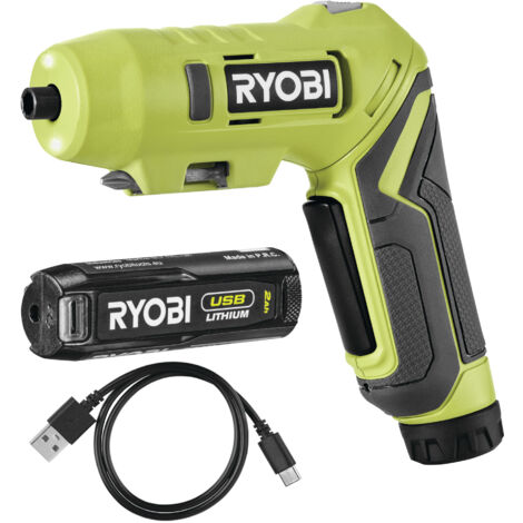 Ryobi RSDP4-120G Bohrschrauber mit verstellbarem Griff, Akku 4 V, 2,0 Ah