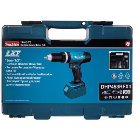 Makita DHP453RFX4 Schlagbohrschrauber Akku 18V LXT 42Nm 2x3,0Ah 74 Zubehör (1/5)