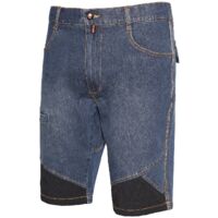 Issaline 8839B-040 Extrem blaue Arbeits-Bermudajeans mit schwarzen Einsätzen M