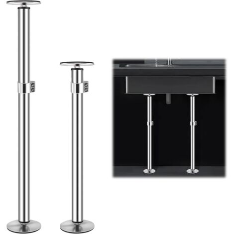 Undermount Sink Brackets - Stainless Steel Support, 45-79cm Adjustable Pole, Repair Kit (2 Pack) (1/5)