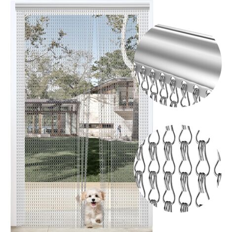 Premium Door Fly Chain Screens, 90 x 210cm Aluminium Chain Curtain Metal Fly Screen Curtain Insect Control for Doorways
