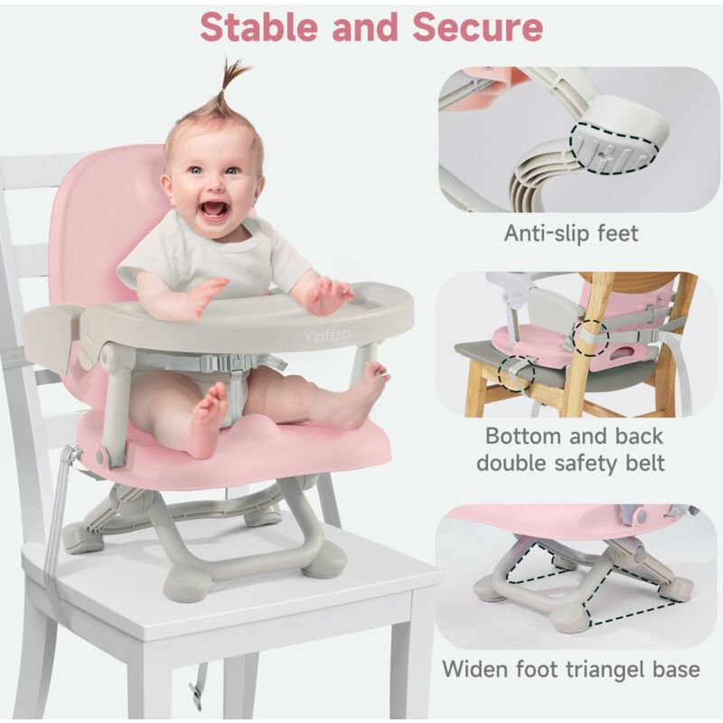 Réhausseur Chaise Enfant YOLEO Pliable - 4 Hauteurs, Plateau Amovible - 6 Mois à 3 Ans (Vert)