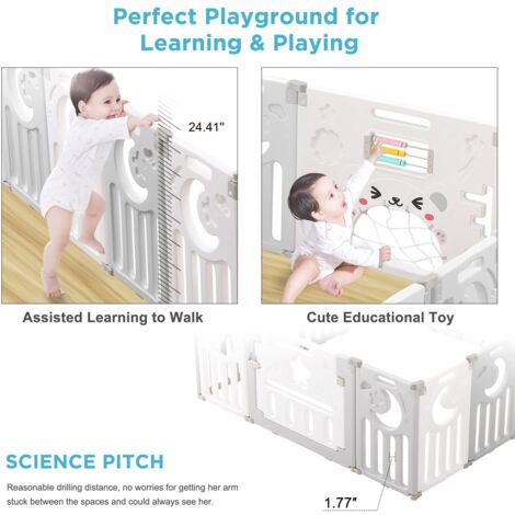 Parc Pour Bébé 180x150x66cm - Clôture De Sécurité Modulable Pour L'Appartement Avec Porte, Base Antidérapante Et Maille Douce Respirante