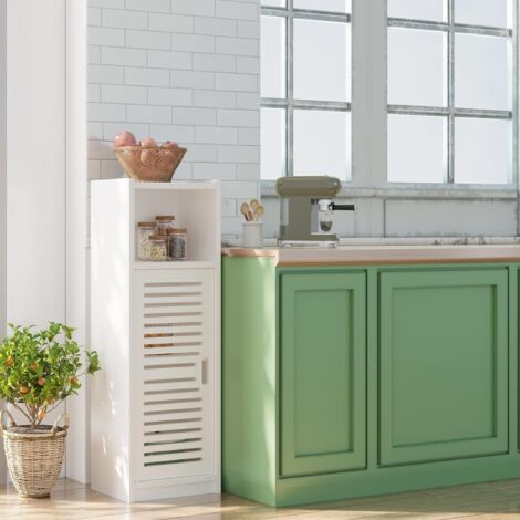 Meuble De Rangement Moderne Pour Salle De Bain Avec Porte Et 3 étagères – 56x30x81 Cm, Gris Foncé, Pour Cuisine Ou Bureau