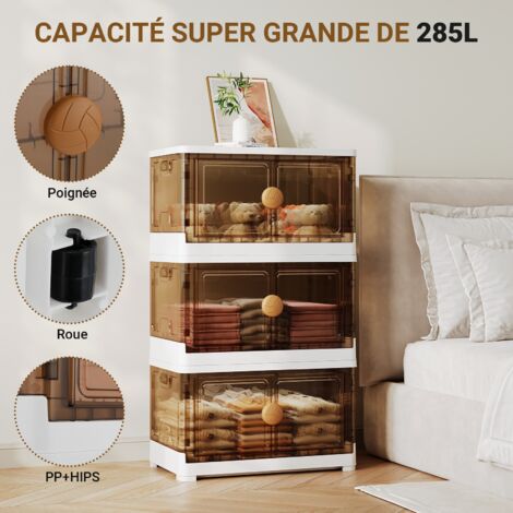 Boîte De Rangement à Casquettes - Organisateur Empilable Anti-Poussière Pour Placard