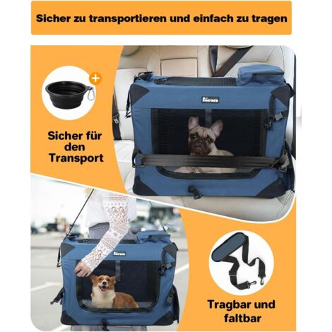 Caisse Transport Chien Kidken XL - 90x64x64cm Pliable | Filet Respirant, Tapis Amovible | Pour Grands Chiens & Chats