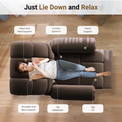 Fauteuil Relax Fauteuil électrique en Velours Teddy avec USB,Anti-statique avec Repose Pieds,96L x 97P x 104H cm,Marron