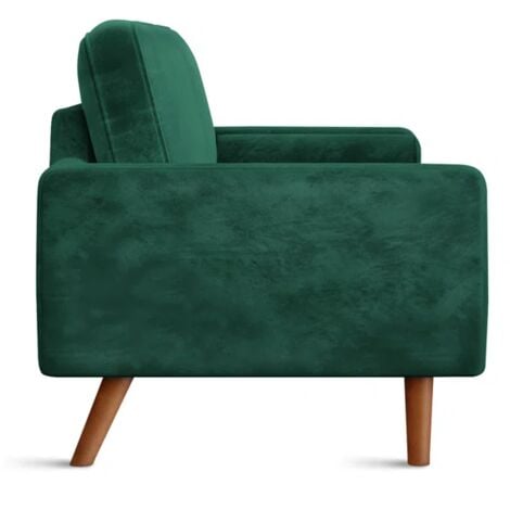 Canapé Droit Salon 3 Places avec Accoudoirs en Velours Moderne,Canapé à Bras Roulés Loveseat,173L x 77l x 86H cm,Vert