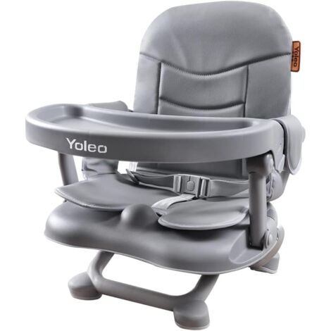 Réhausseur Chaise Bébé YOLEO Pliable - Hauteur Réglable 4 Niveaux Avec Plateau Amovible