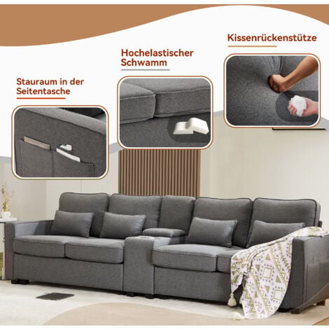 Canapé Modulable 4 Places: Canapé Droit 3 Places + 1 Pouf Velours Côtelé Bleu Monroe | Leroy Merlin