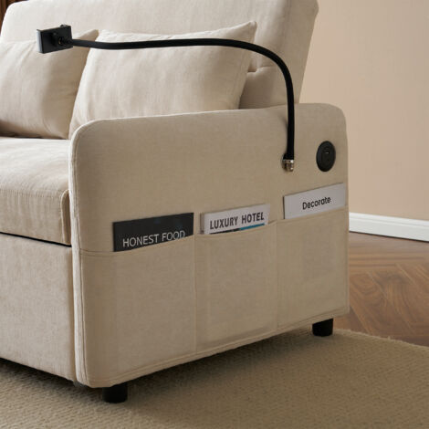 Canapé D'angle Réversible Canapé 3 Places Convertible Moderne En Chenille Avec 3 Oreillers Et 2