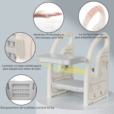 Marchepied Pliable Pour Enfant 2 Marches - Antidérapant, Stable, Pour Salle De Bain Et Cuisine (30.5x32.5x32 Cm)