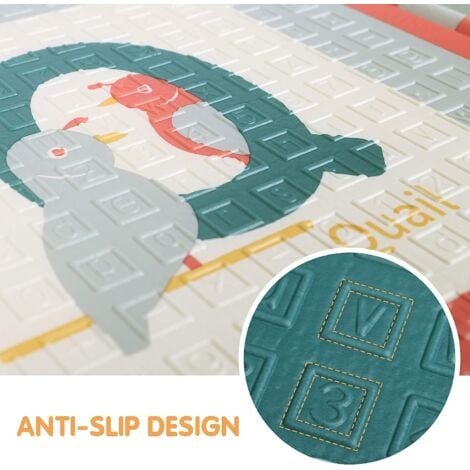Tapis de Jeu Bébé Réversible 200x180cm, Tapis d'éveil Enfant Pliable Imperméable Double Face, Matériau XPE, Alphabet+Voilier