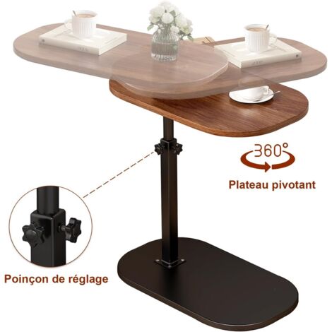 Table D'Appoint Mobile Avec 4 Roulettes Pour Canapé/Lit/Balcon - LDSZXNE - Noyer - 80x40cm - Maison