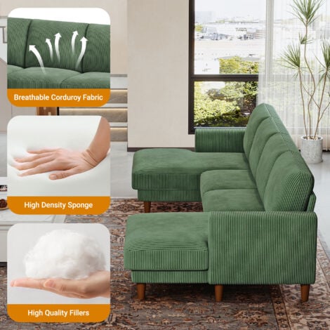 Chaise En Velours Côtelé Avec Accoudoirs - Blanc Ventoux - CHLOE