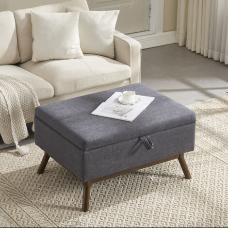 Pouf / Repose-Pied Gris Clair - 70x55x41 Cm - Tissu Polyester - Pour Salon Ou Chambre