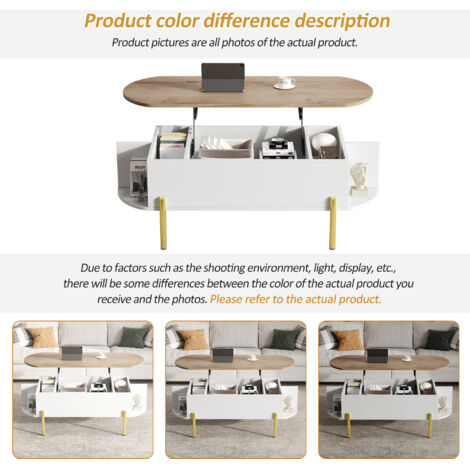 Table Basse Relevable Et Extensible HOMCOM - 100x45x50.5cm (relevée 63.5cm) - Avec Rangements, Blanc - 3