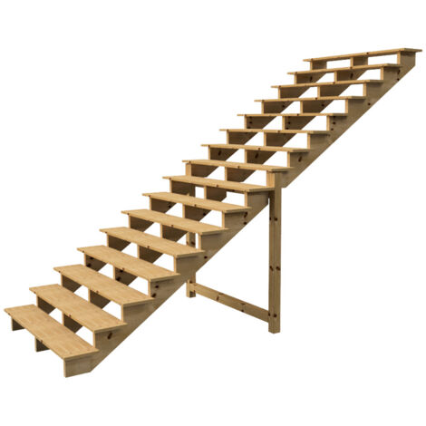 Außentreppe Holz Höhe 275cm 16 Stufen, Breite 160cm, OHNE Setzstufen