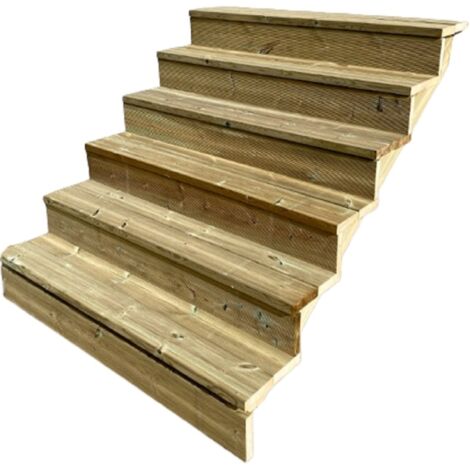 Treppe Holz H105cm 6 Stufen, Breite 140cm, MIT Setzstufen