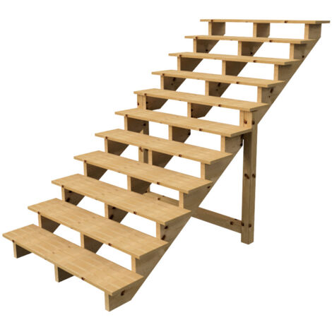Außentreppe Holz Höhe 190cm 11 Stufen, Breite 140cm, OHNE Setzstufen