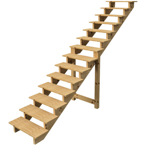 Außentreppe Holz Höhe 241cm 14 Stufen, Breite 80cm, OHNE Setzstufen