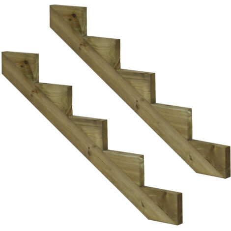 2er Set Treppenwange 5 Stufen aus KDI Holz für Gartentreppen-Höhe 85cm