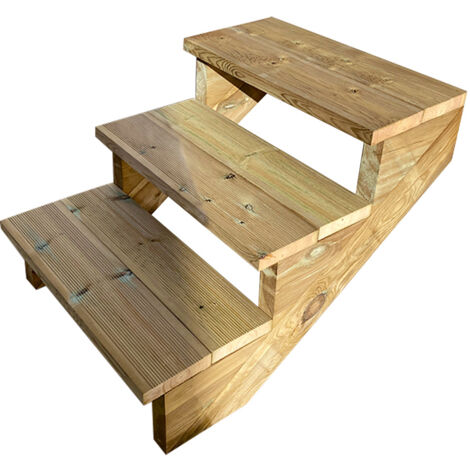 Gartentreppe Holz H54cm 3 Stufen, Breite 60cm, OHNE Setzstufen
