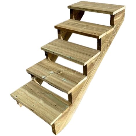Außentreppe Holz H88cm 5 Stufen, Breite 80cm, OHNE Setzstufen