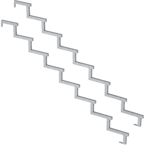 2er Set Stahl Treppenwange 8 Stufen - Option für Setzstufen-Höhe 136cm
