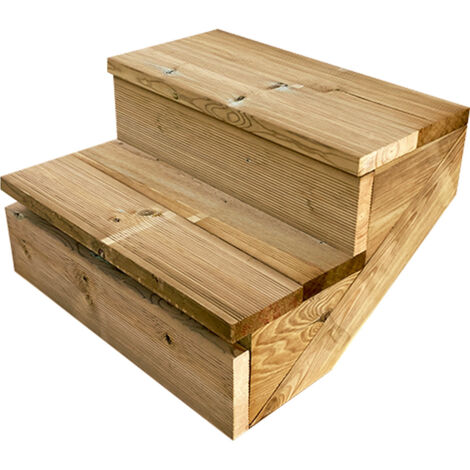 Terrassentreppe Holz H37cm 2 Stufen, Breite 60cm, MIT Setzstufen
