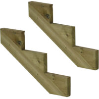 2er Set Treppenwange 3 Stufen aus KDI Holz für Gartentreppen-Höhe 51cm