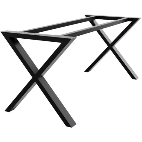 MetaloPro Tischbein Belaga – Schwarzes Mattes Metallgestell In X-Form, Moderner Industrial-Rahmen Für Ess-, Arbeits- Und Konferenztische - 180x70x72cm