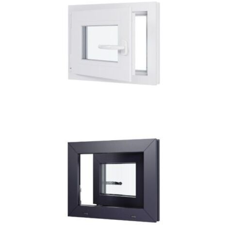 Finestra in PVC - Triplo vetro - Bicolore - Bianco e grigio - 500 mmx400 mm cm