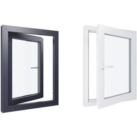 Finestra in PVC - Triplo vetro - Bicolore - Bianco e grigio - 700 mmx900 mm cm