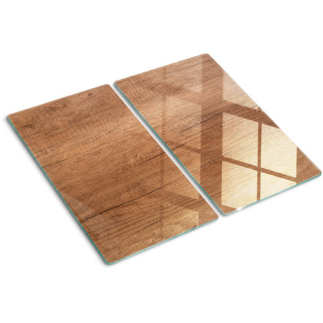 Glasschneideplatten - Schneidebrett aus Glas - Herdabdeckplatten - Gehärtetes Glas – 2x30x52 cm (2er Set) - Holz