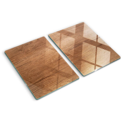 Glasschneideplatten - Schneidebrett aus Glas - Herdabdeckplatten - Gehärtetes Glas – 2x40x52 cm (2er Set) - Holz