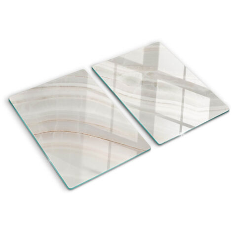 Glasschneideplatten - Schneidebrett aus Glas - Herdabdeckplatten - Gehärtetes Glas – 2x40x52 cm (2er Set) - Marmorstruktur