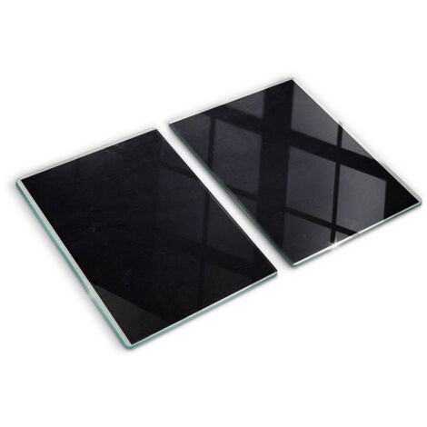 Glasschneideplatten - Schneidebrett aus Glas - Herdabdeckplatten - Gehärtetes Glas – 2x40x52 cm (2er Set) - Schwarzes Brett