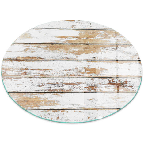 Bodenplatte Glas Glasplatte Kaminplatte Funkenschutz Sicherheitsglas Funkenschutzplatte für Kamin Ein beschädigtes Holzbrett Rund fi 90 (1/5)