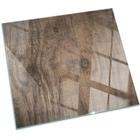 Kaminbodenplatte Funkenschutzplatte Für Kaminofen Glasplatte für Kamin Feuerfeste Naturholzmuster Quadratisch 50x50 cm