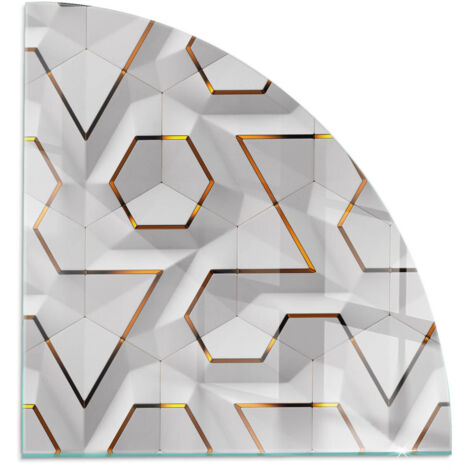 Kaminbodenplatte Funkenschutzplatte Für Kaminofen Glasplatte für Kamin Feuerfeste Geometrisches 3D-Muster 1/4 100x100 cm
