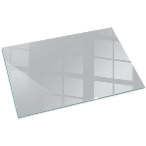 Kaminofen Glasplatte Kaminplatte Kaminglas Ofenglas gehärtetem Glas Hitzeschutz für Kamin Funkenschutzplatte Farbe Hellgrau 100x70 cm