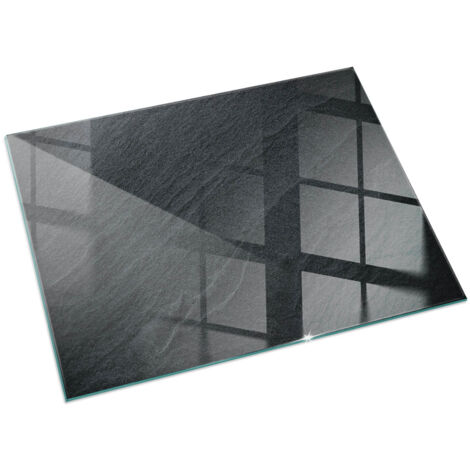Premium Kaminbodenplatte Funkenschutzplatte Für Kaminofen Glasplatte für Kamin Feuerfeste Unterlage Natursteinstruktur 60x40 cm