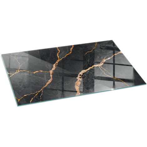 Glasbodenplatte für den Kamin Glas Unterlage Hitzeschutz für den Boden mit Dekorative Motiv Eleganter Marmor mit Adern 120x60 cm (1/5)